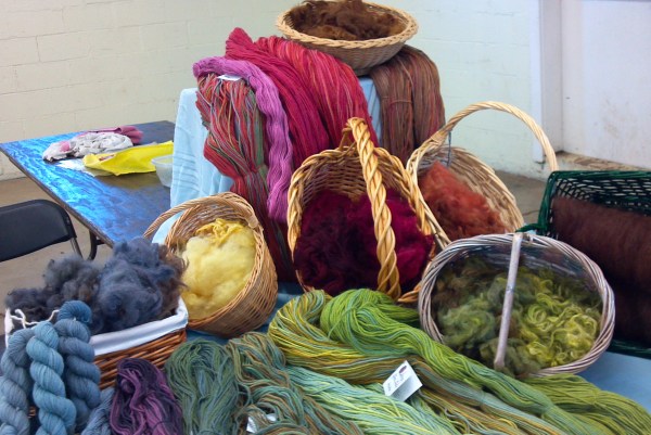 yarns and fleece for demonstrations