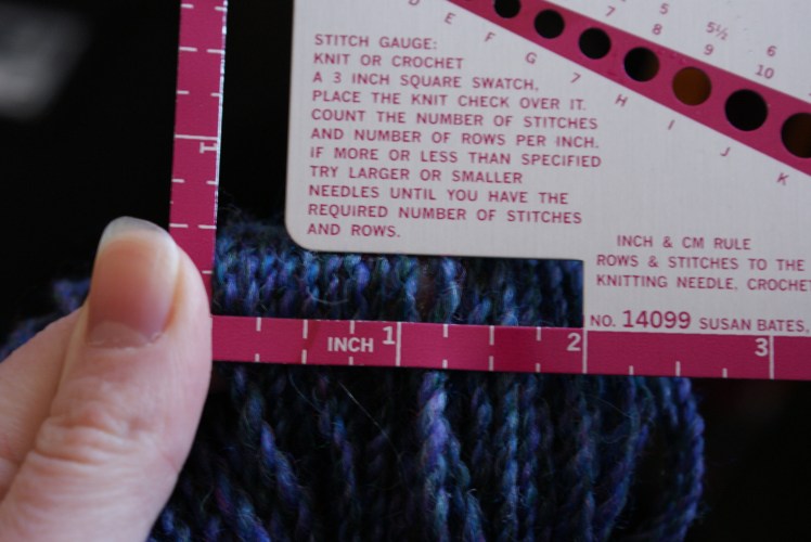 My quick-and-dirty method for measuring WPI on a finished skein: stick a finger into the skein and line up some yarns gently across my finger. I know this isn't "proper", but since I'm enough of a beginner that my yarns are pretty uneven, it feels pretty pointless to measure WPI by wrapping a short length around something. This gets me a nice average across the skein if I try it in a few places. Does anyone else do this?